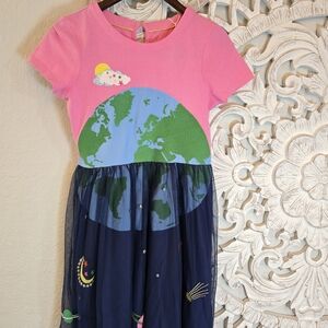 Mini Boden girls 11-12 Earth And Beyond Appliqué Tulle Jersey Dress